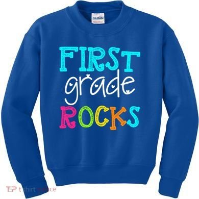First Grade Rocks Cool Gift Team 1St Grade Teacher Funny Gift Kids Sweatshirt