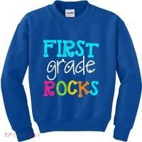 First Grade Rocks Cool Gift Team 1St Grade Teacher Funny Gift Kids Sweatshirt thumb 0