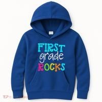First Grade Rocks Cool Gift Team 1St Grade Teacher Funny Gift Kids Hoodie thumb 0