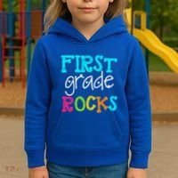 First Grade Rocks Cool Gift Team 1St Grade Teacher Funny Gift Kids Hoodie thumb 3