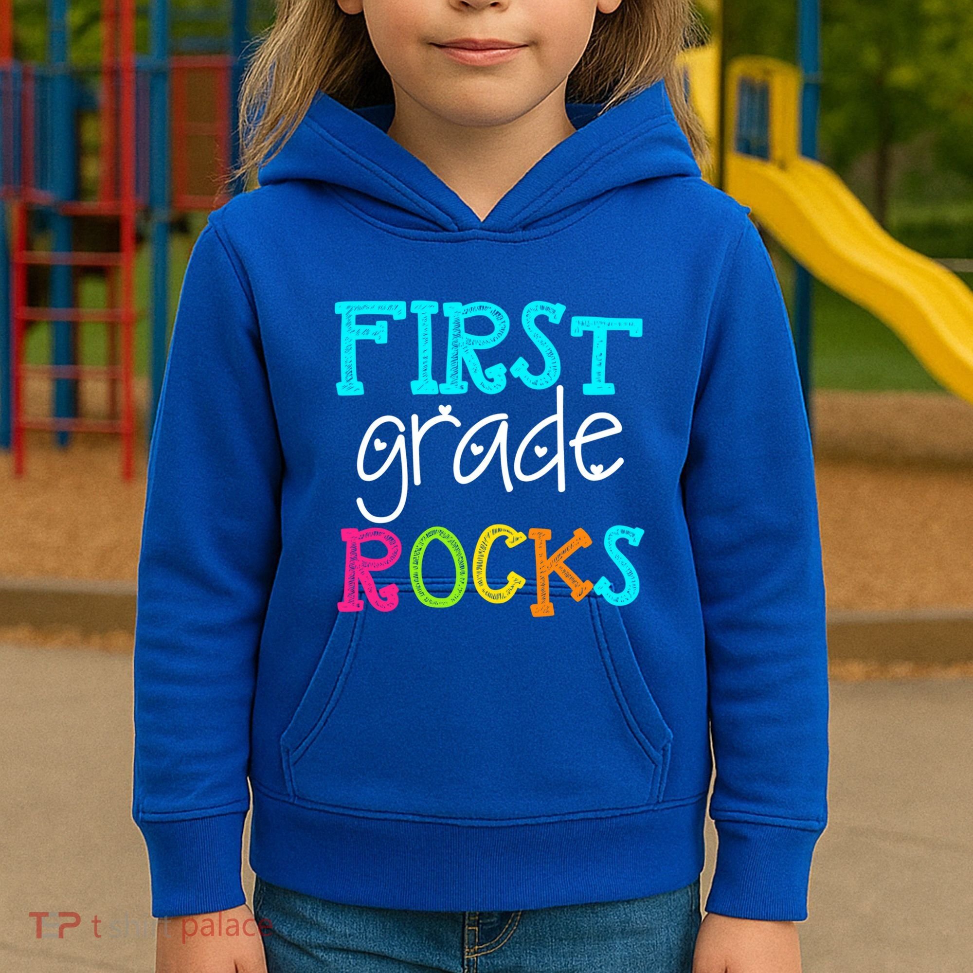 First Grade Rocks Cool Gift Team 1St Grade Teacher Funny Gift Kids Hoodie
