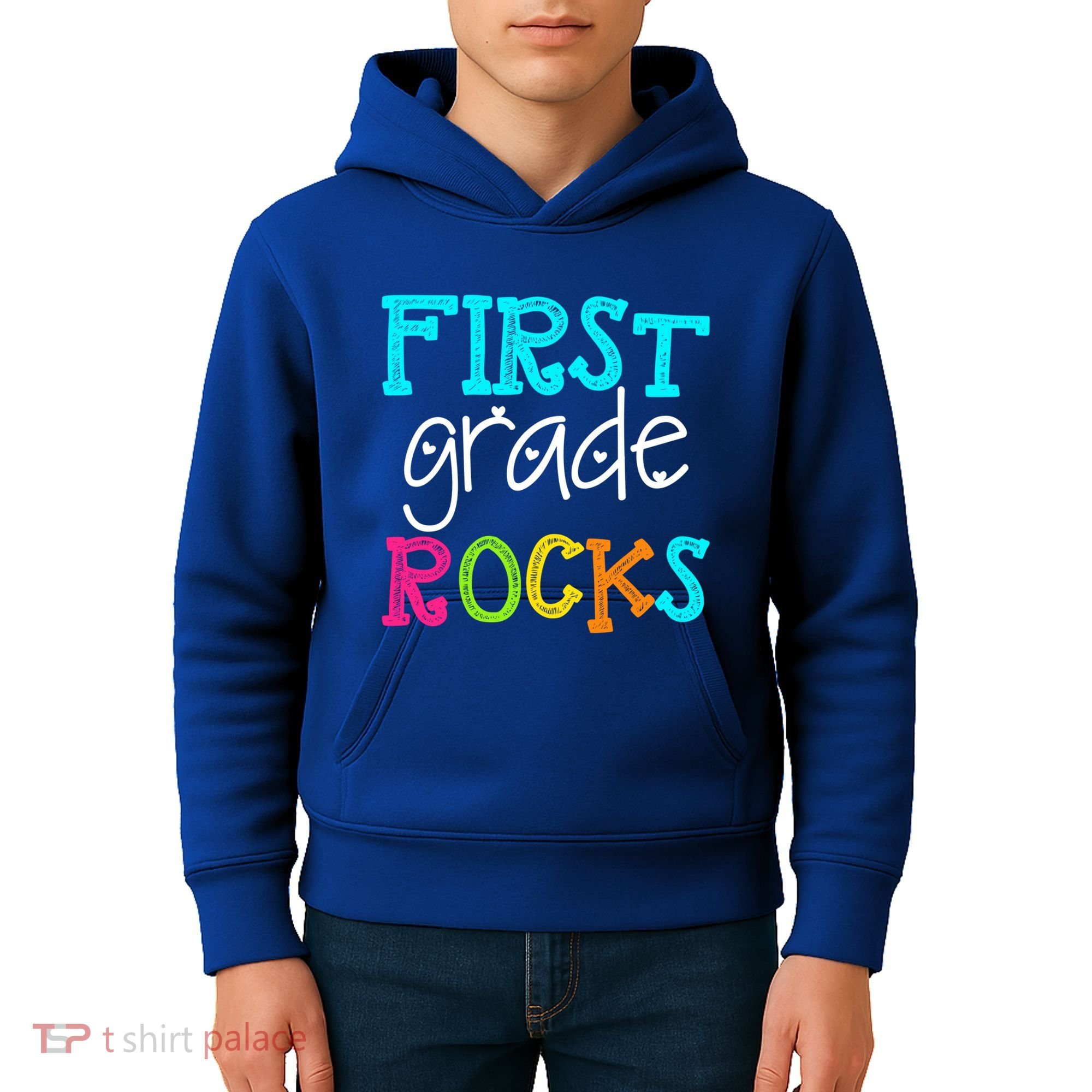 First Grade Rocks Cool Gift Team 1St Grade Teacher Funny Gift Kids Hoodie