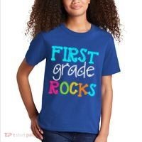 First Grade Rocks Cool Gift Team 1St Grade Teacher Funny Gift Kids T-Shirt thumb 2