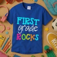 First Grade Rocks Cool Gift Team 1St Grade Teacher Funny Gift Kids T-Shirt thumb 3