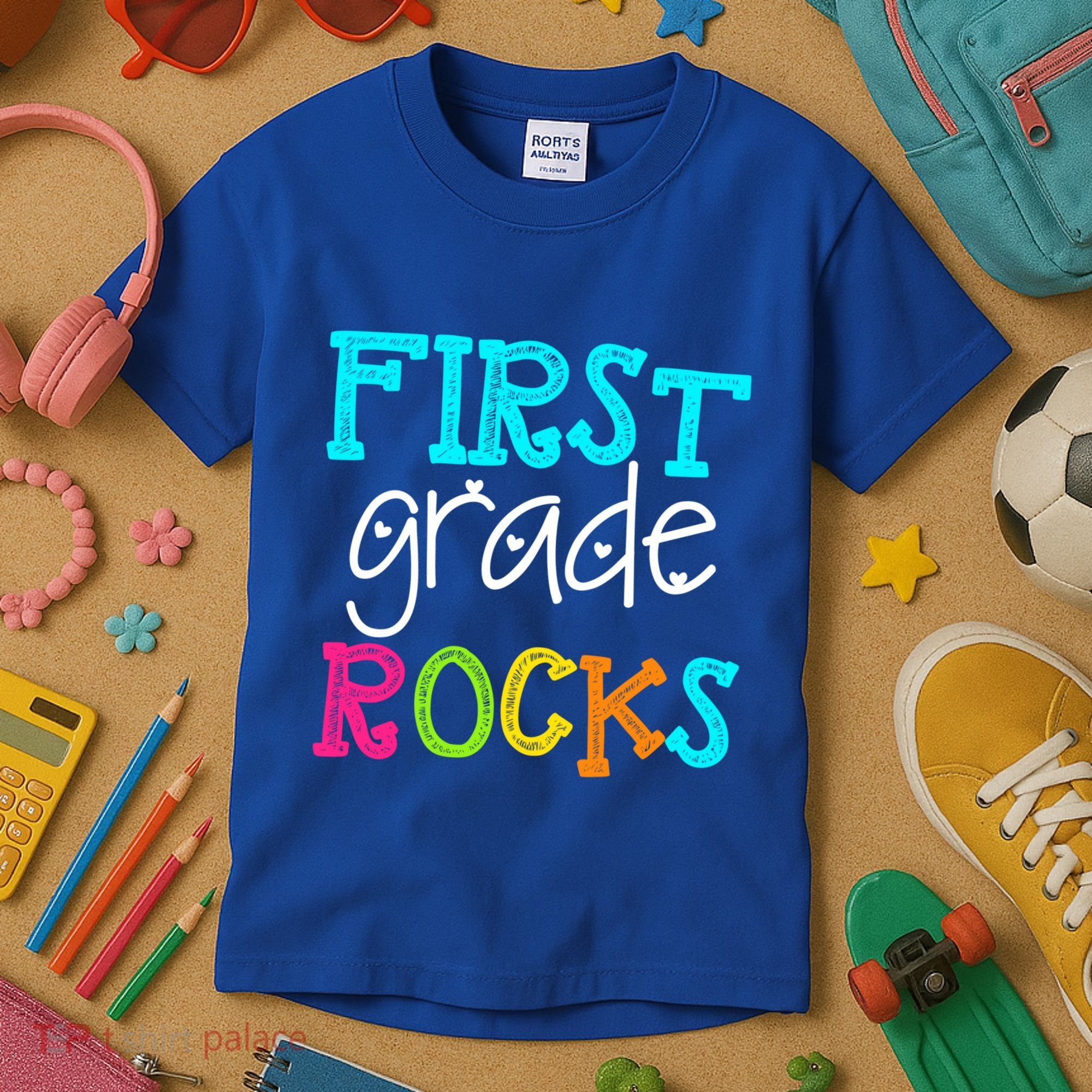 First Grade Rocks Cool Gift Team 1St Grade Teacher Funny Gift Kids T-Shirt