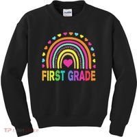 First Grade Rainbow Teacher Team 1st Grade Squad Kids Sweatshirt thumb 0