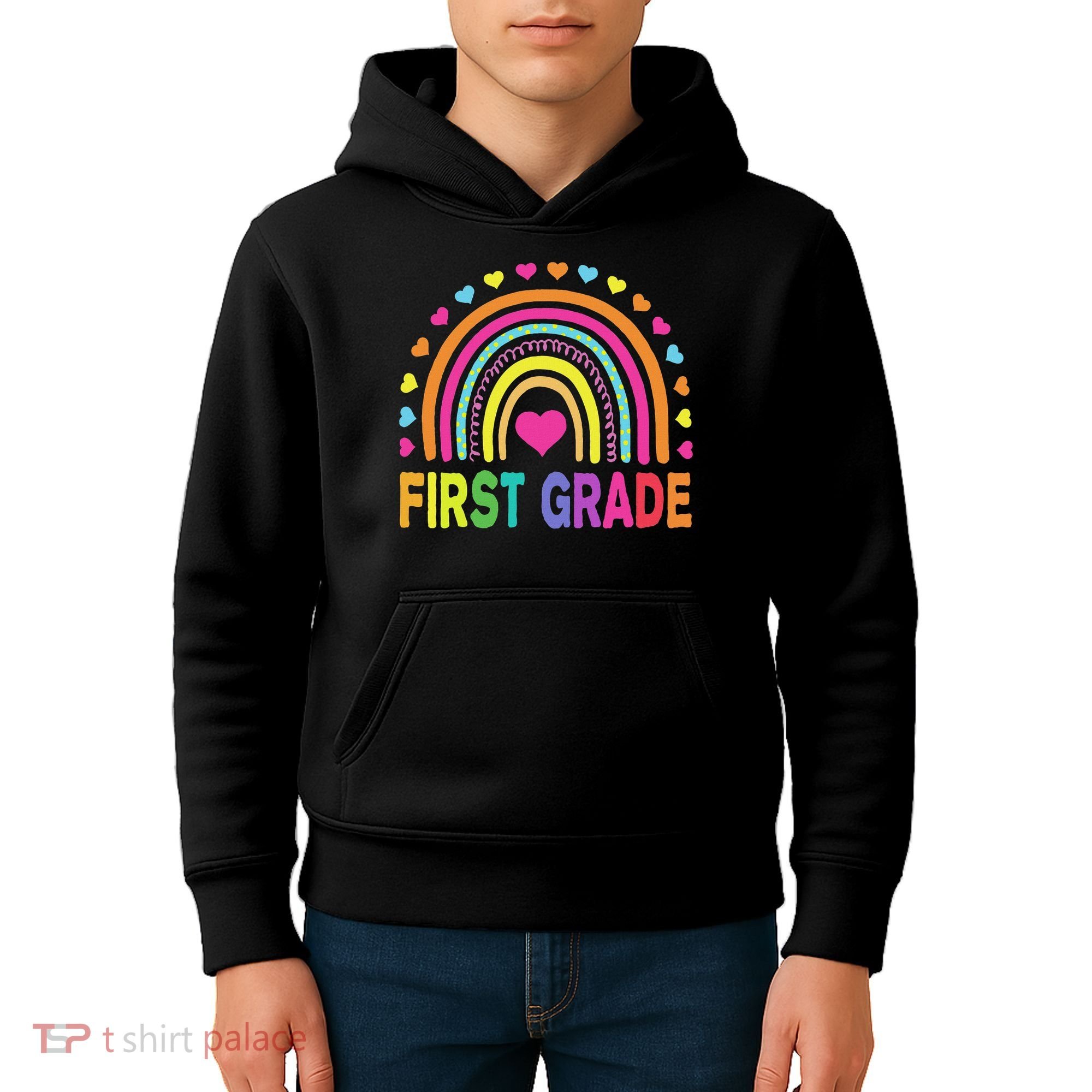 First Grade Rainbow Teacher Team 1st Grade Squad Kids Hoodie