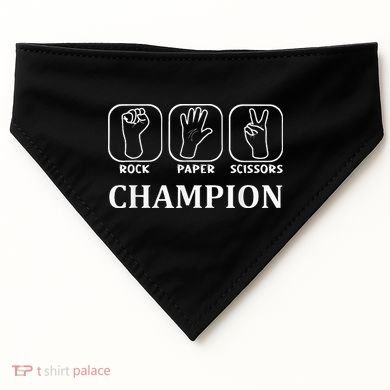 Funny Game Rock Paper Scissors Champion USA-Made Doggie Bandana