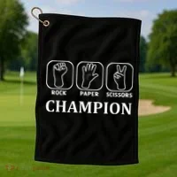 Funny Game Rock Paper Scissors Champion Golf Towel thumb 1