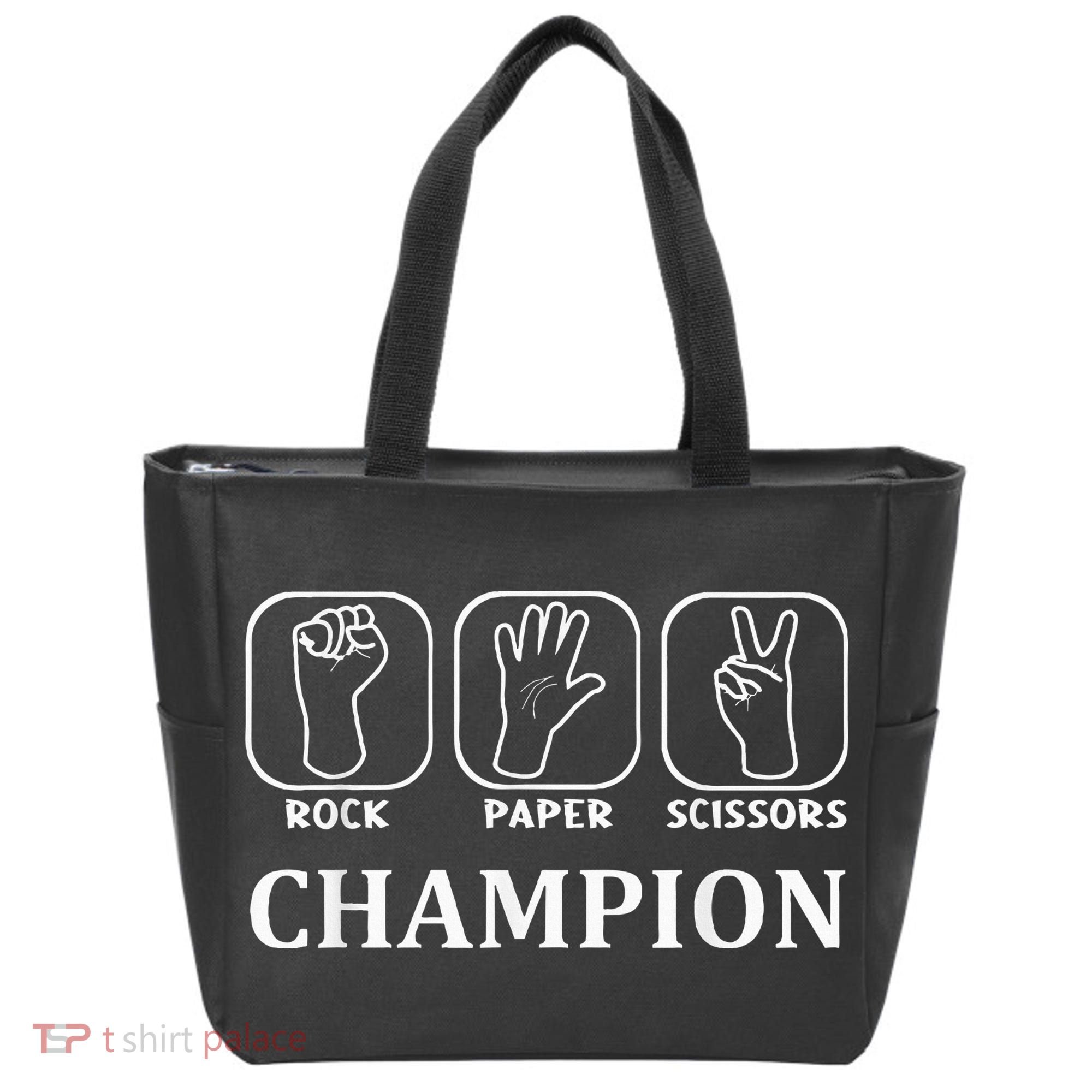 Funny Game Rock Paper Scissors Champion Tote Bag