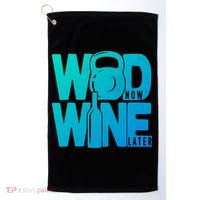 Funny Gym Rats Wod Now Wine Later Cute Gift Golf Towel thumb 0
