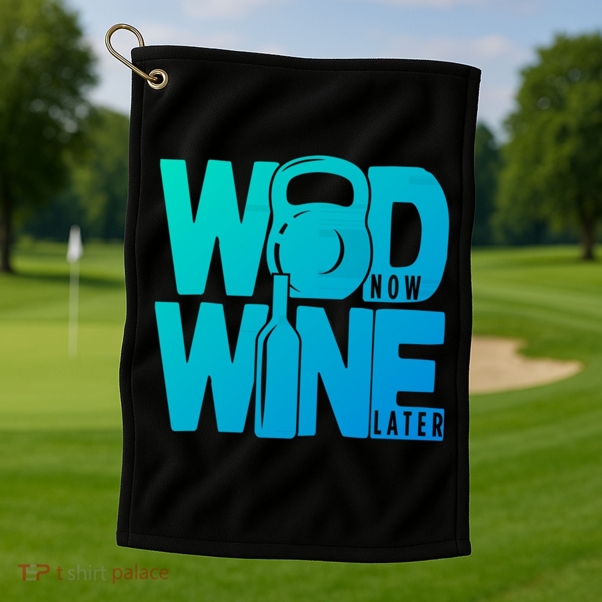Funny Gym Rats Wod Now Wine Later Cute Gift Golf Towel