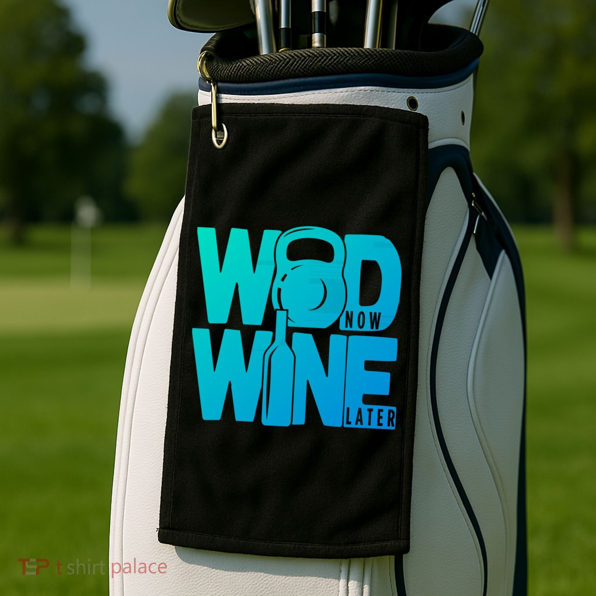 Funny Gym Rats Wod Now Wine Later Cute Gift Golf Towel