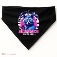 Feral Girl Racoon Summer Beach Sun Vibes USA-Made Doggie Bandana thumb 0