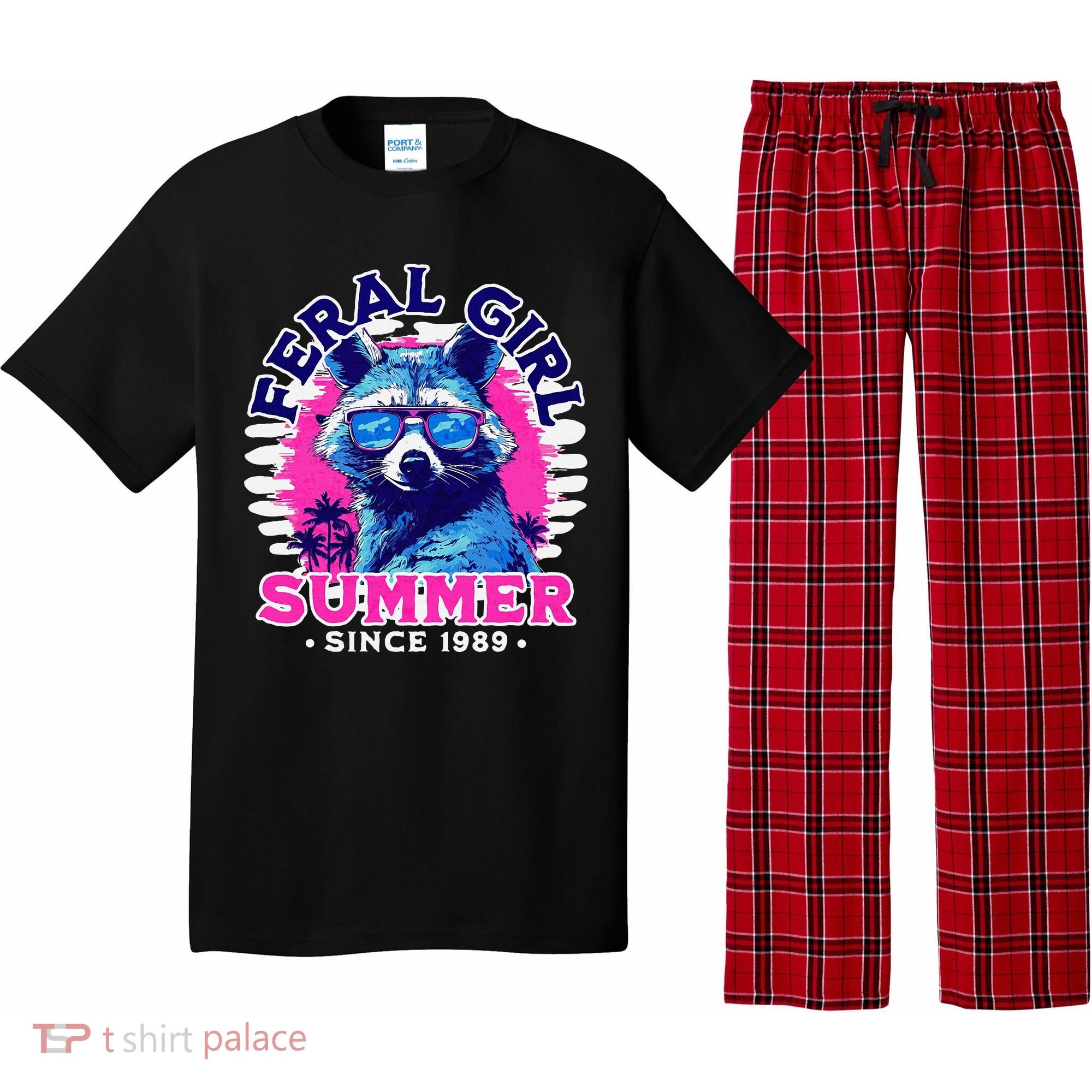 Feral Girl Racoon Summer Beach Sun Vibes Pajama Set