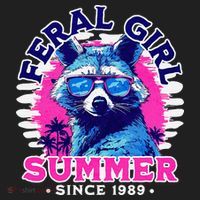 Feral Girl Racoon Summer Beach Sun Vibes Hat thumb 2
