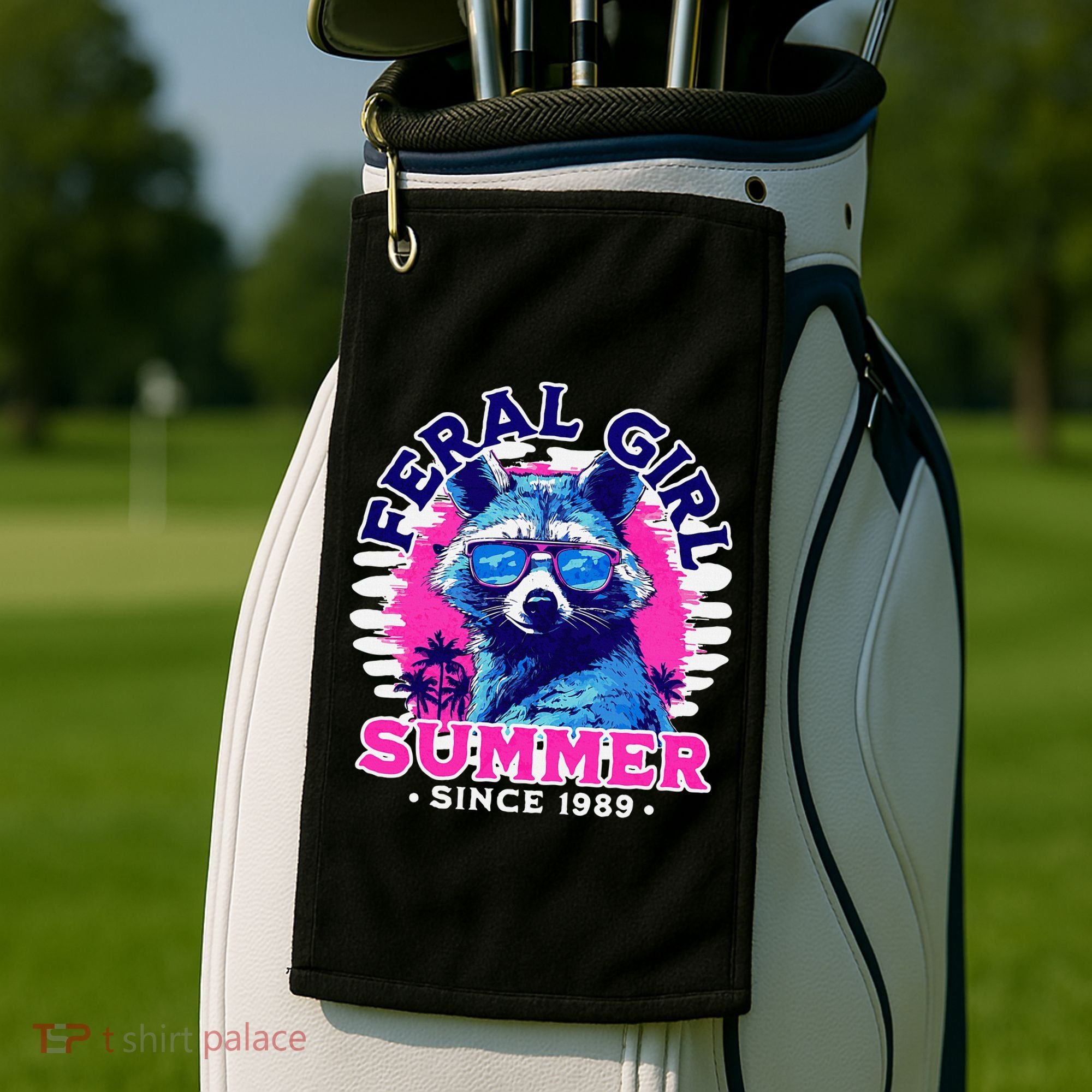 Feral Girl Racoon Summer Beach Sun Vibes Golf Towel