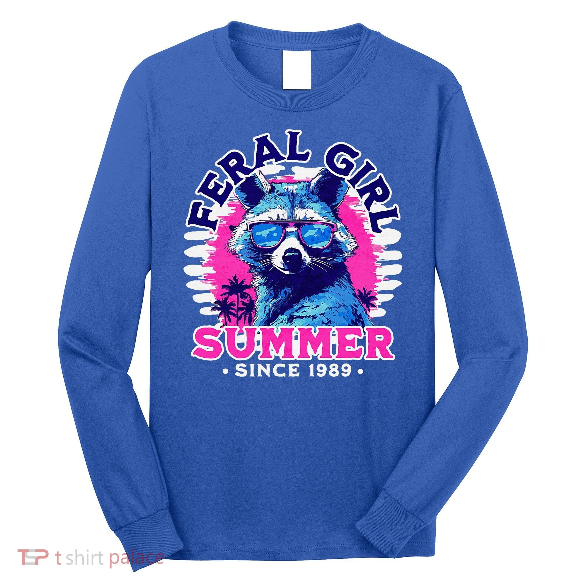 Feral Girl Racoon Summer Beach Sun Vibes Long Sleeve Shirt