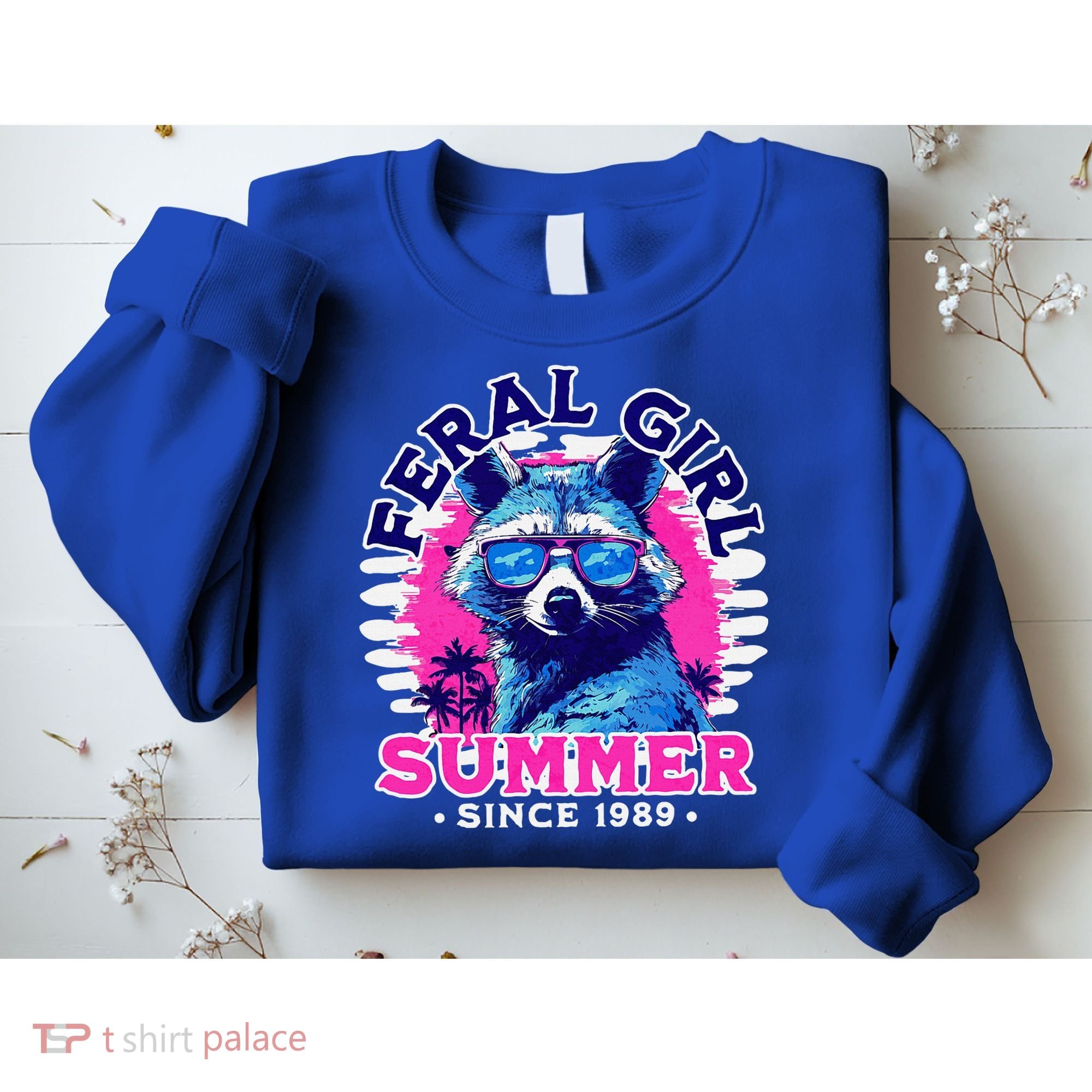 Feral Girl Racoon Summer Beach Sun Vibes Sweatshirt