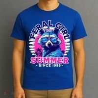 Feral Girl Racoon Summer Beach Sun Vibes T-Shirt thumb 3