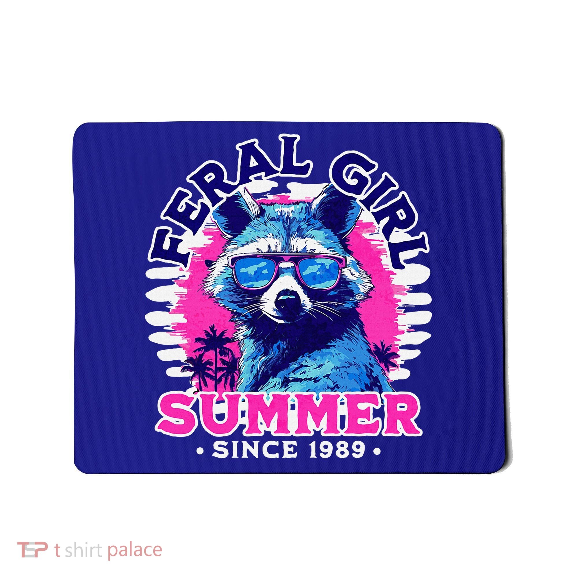 Feral Girl Racoon Summer Beach Sun Vibes Mousepad