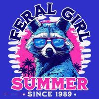 Feral Girl Racoon Summer Beach Sun Vibes Mousepad thumb 1