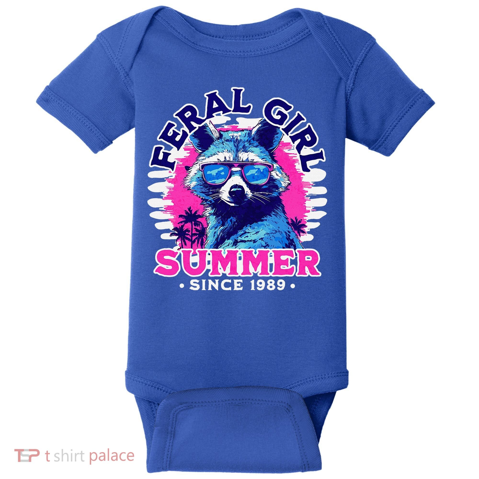 Feral Girl Racoon Summer Beach Sun Vibes Baby Bodysuit