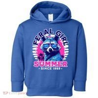 Feral Girl Racoon Summer Beach Sun Vibes Toddler Hoodie thumb 0