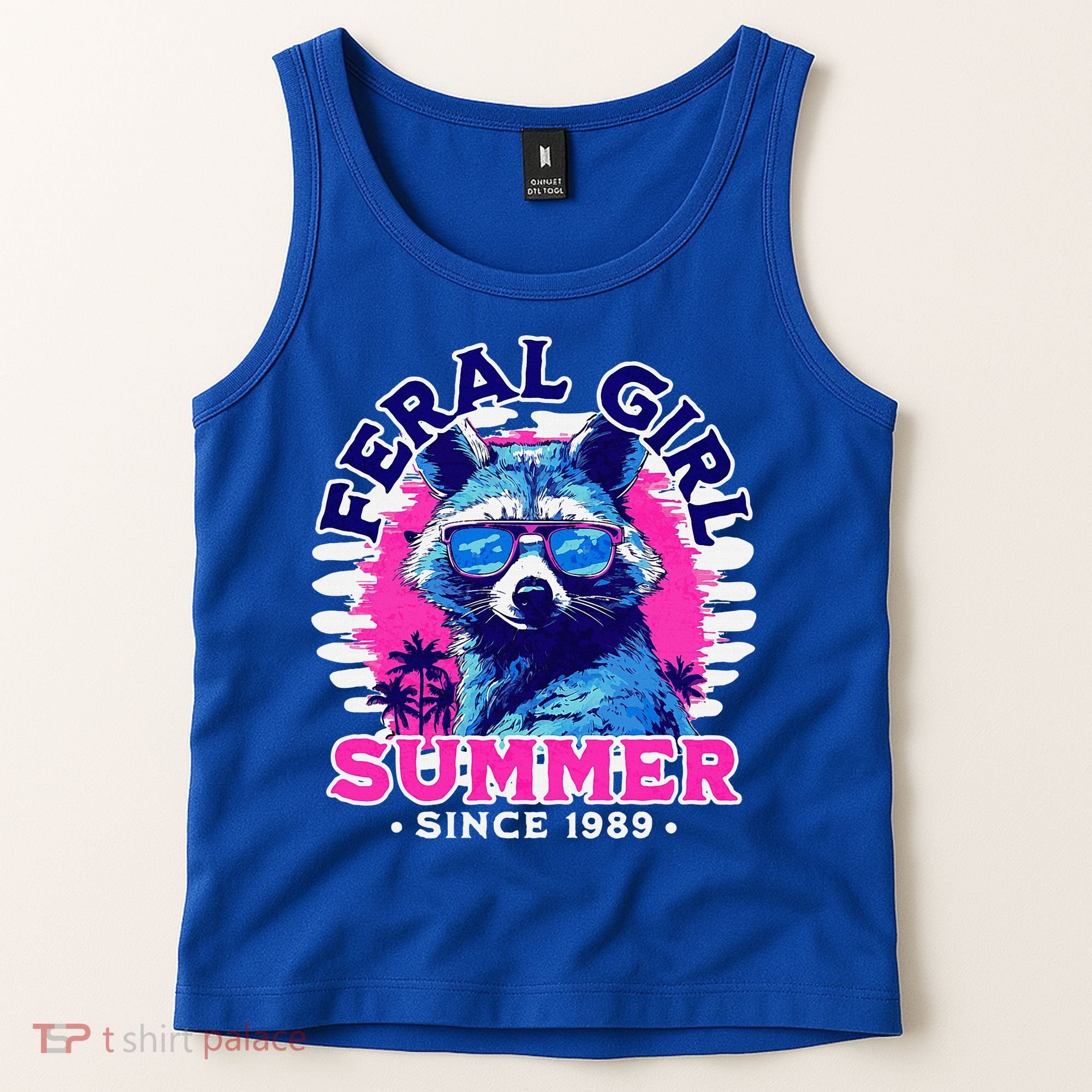 Feral Girl Racoon Summer Beach Sun Vibes Tank Top