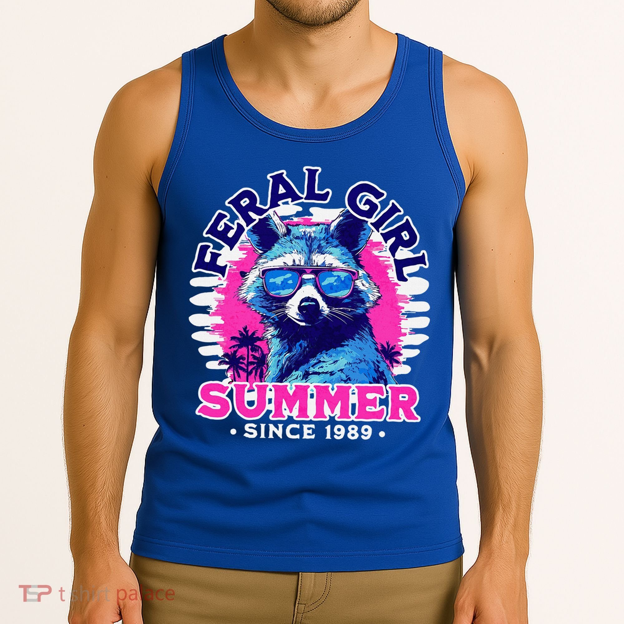 Feral Girl Racoon Summer Beach Sun Vibes Tank Top