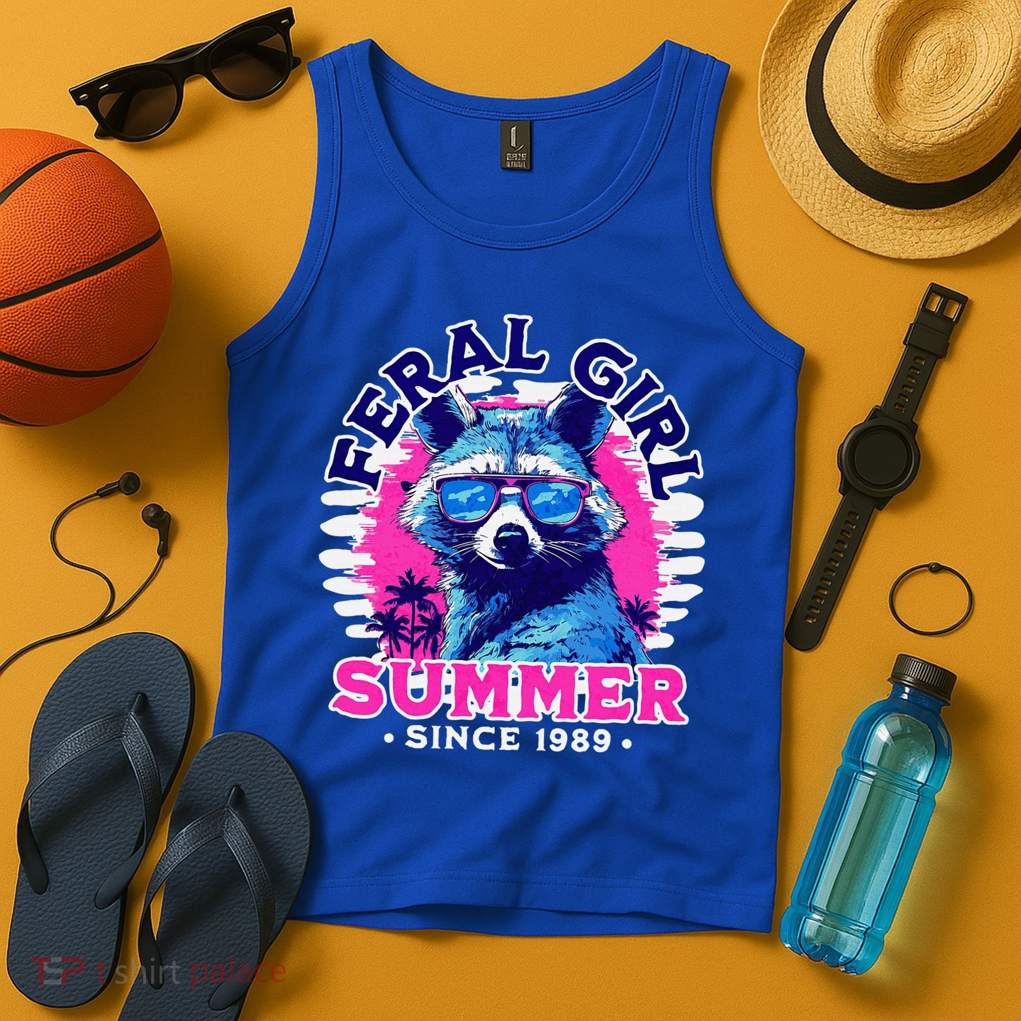 Feral Girl Racoon Summer Beach Sun Vibes Tank Top