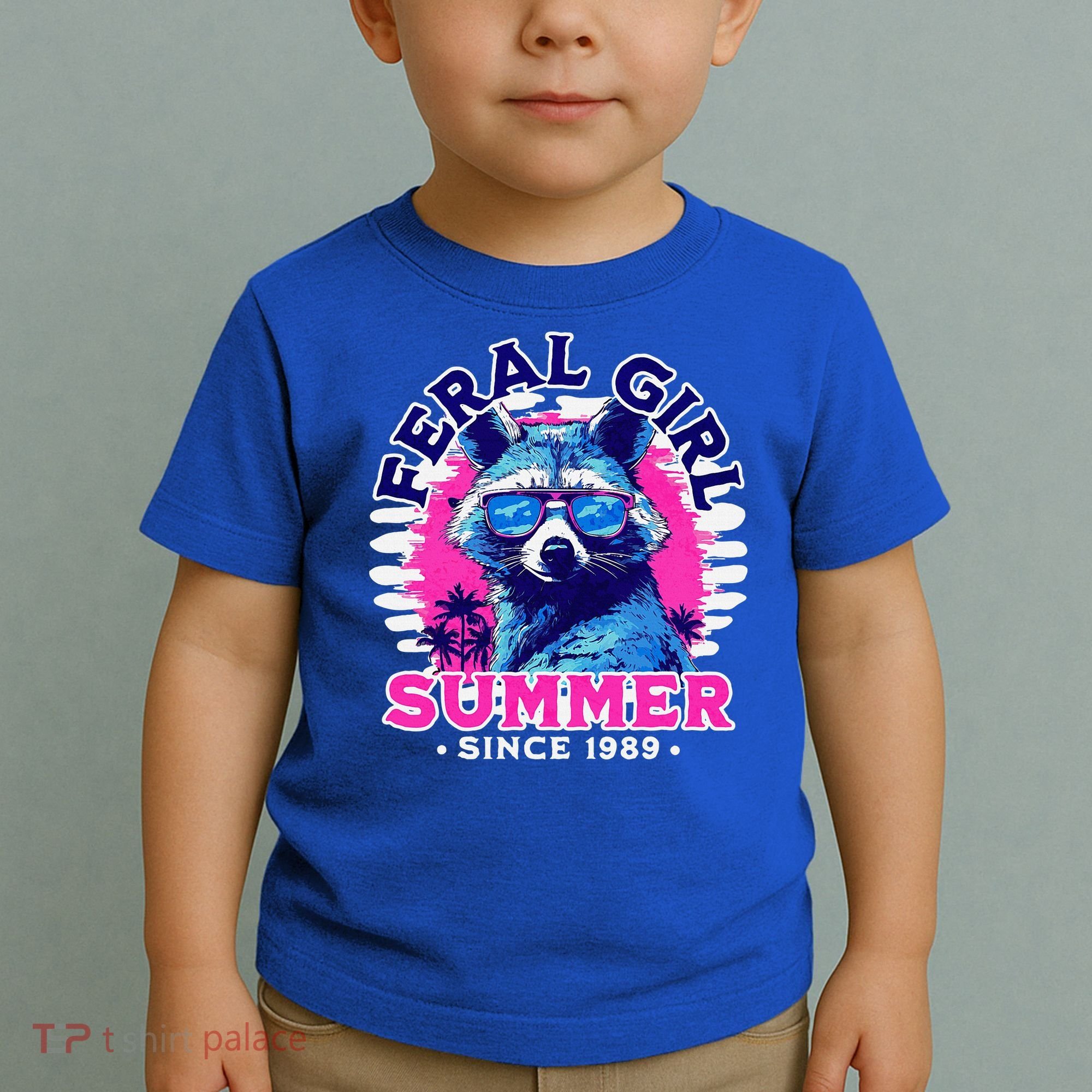 Feral Girl Racoon Summer Beach Sun Vibes Toddler T-Shirt