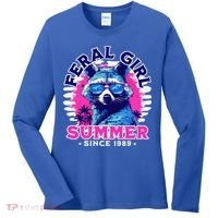 Feral Girl Racoon Summer Beach Sun Vibes Women's Long Sleeve Shirt thumb 0