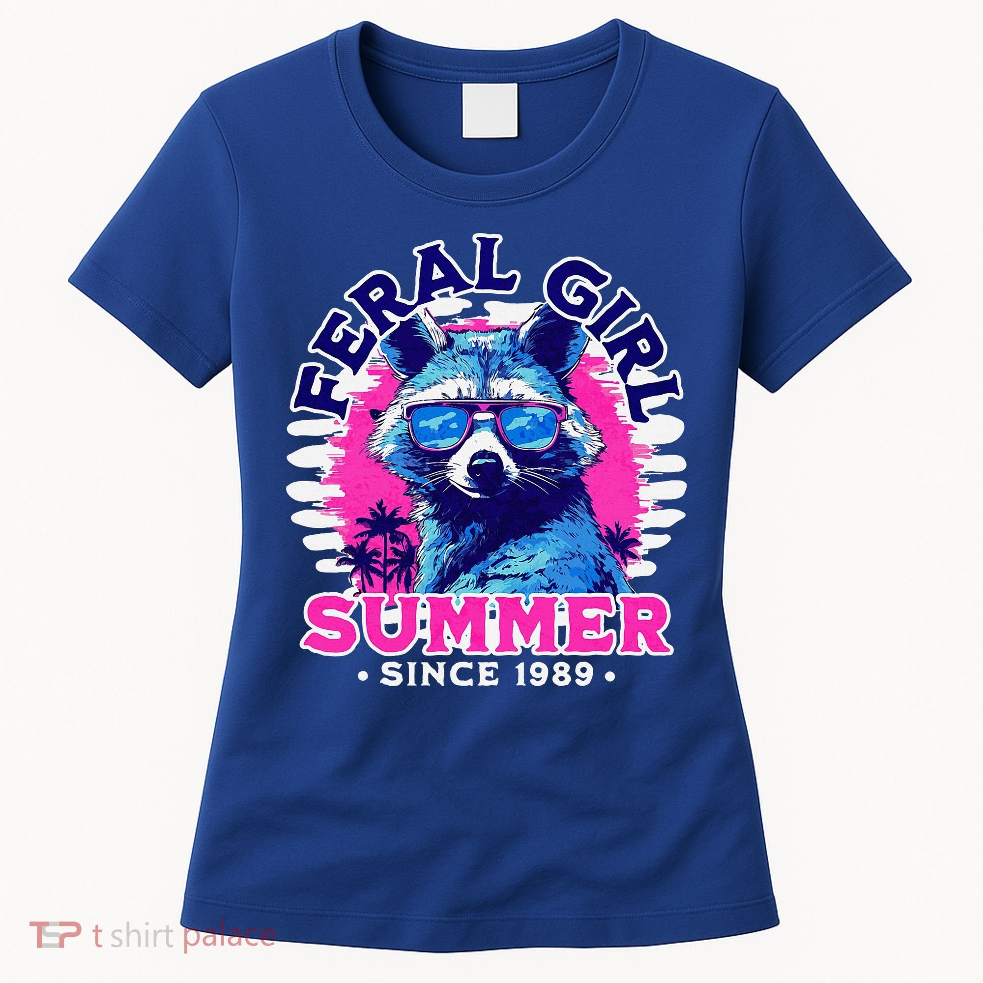 Feral Girl Racoon Summer Beach Sun Vibes Women's T-Shirt