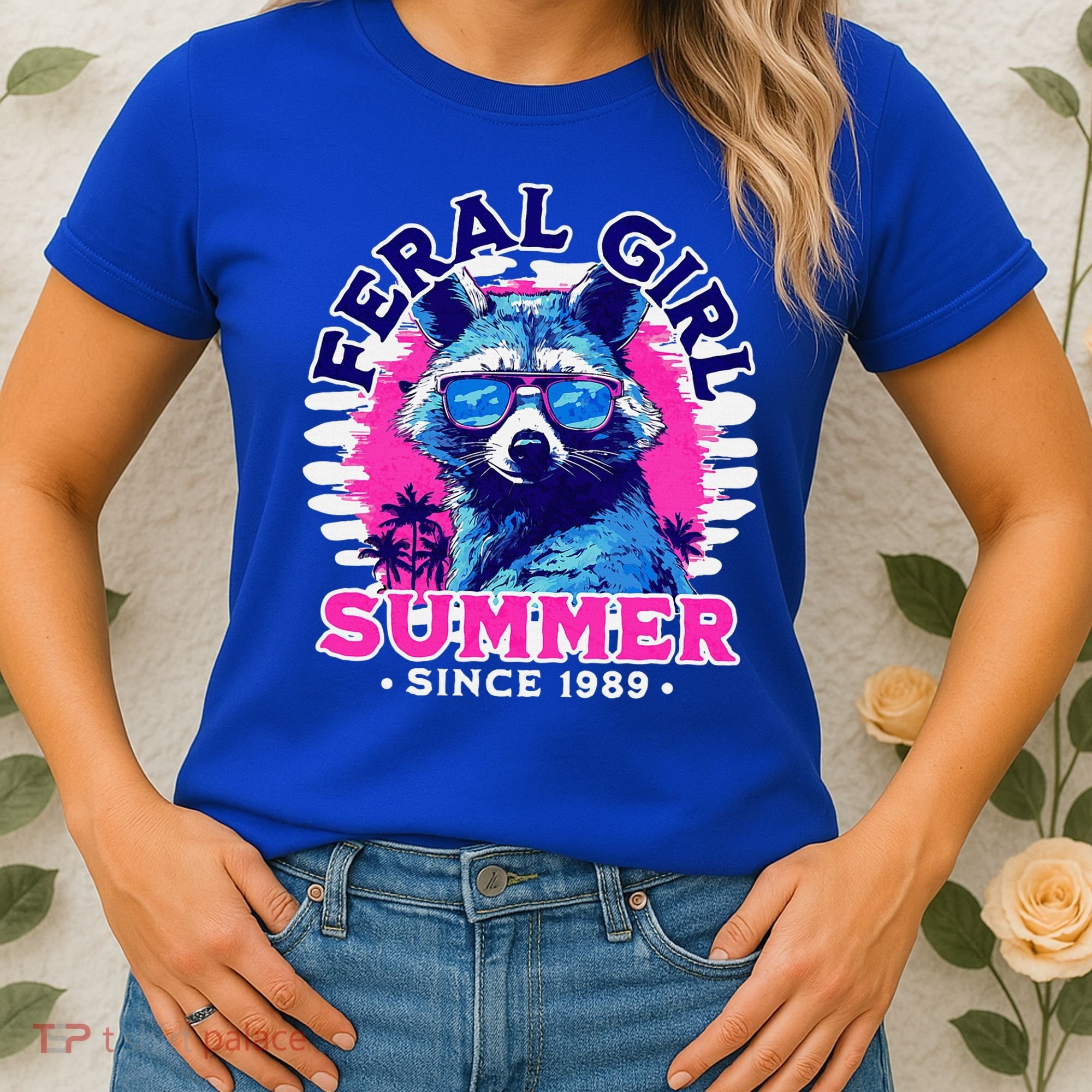 Feral Girl Racoon Summer Beach Sun Vibes Women's T-Shirt