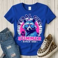 Feral Girl Racoon Summer Beach Sun Vibes Women's T-Shirt thumb 3
