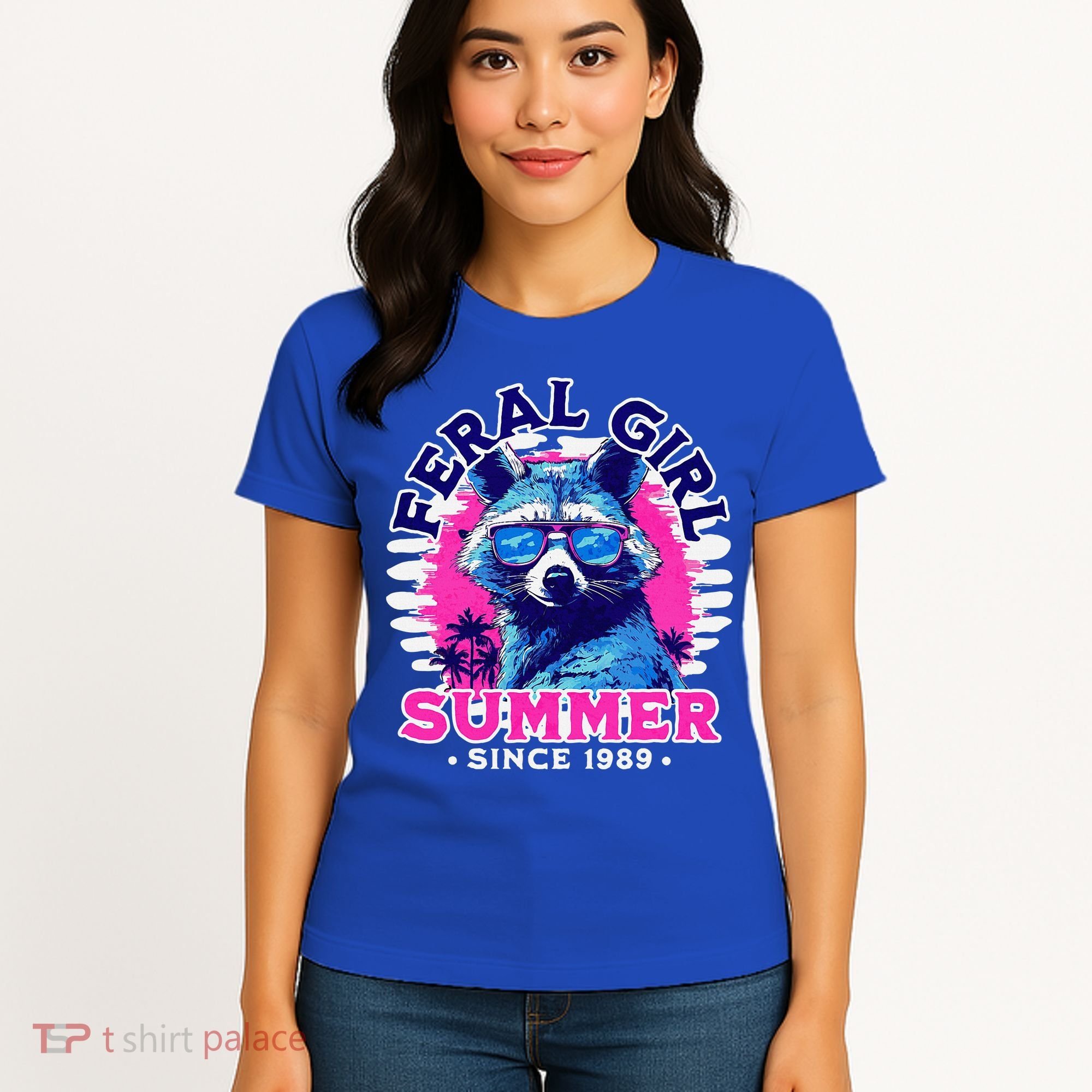 Feral Girl Racoon Summer Beach Sun Vibes Women's T-Shirt