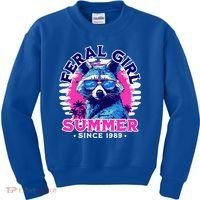 Feral Girl Racoon Summer Beach Sun Vibes Kids Sweatshirt thumb 0