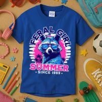 Feral Girl Racoon Summer Beach Sun Vibes Kids T-Shirt thumb 3