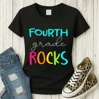 Fourth Grade Rocks Team 4th Grade Teacher Women's T-Shirt thumb 3