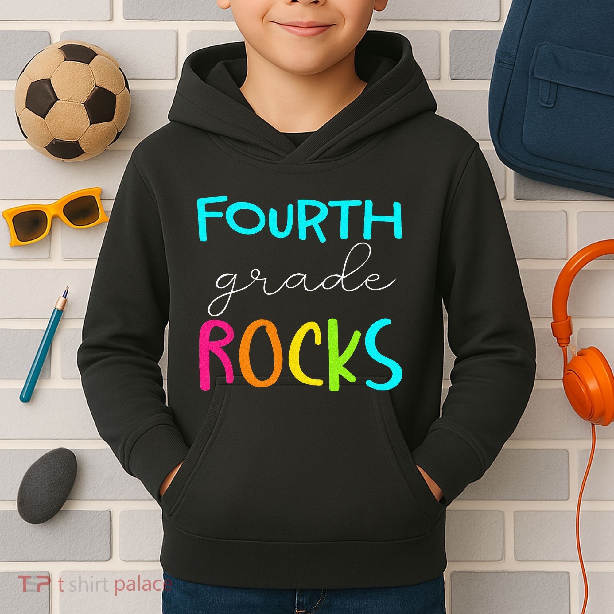Fourth Grade Rocks Team 4th Grade Teacher Kids Hoodie