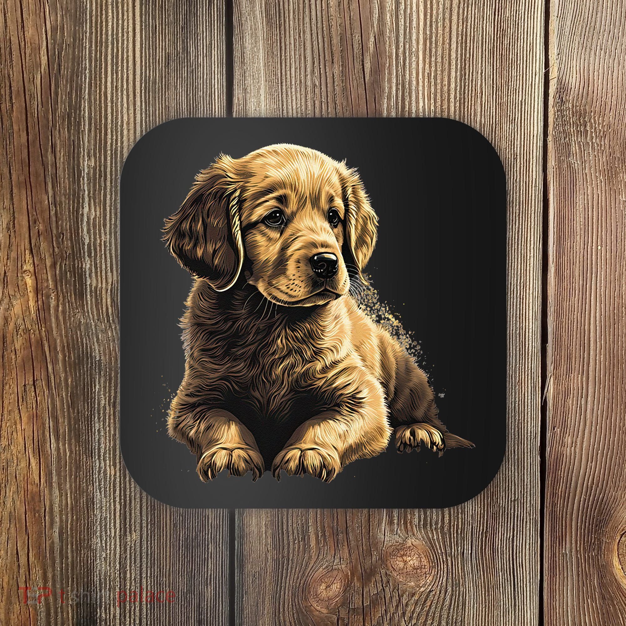 Funny Golden Retriever Puppy Puppies Coaster