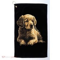 Funny Golden Retriever Puppy Puppies Golf Towel thumb 0