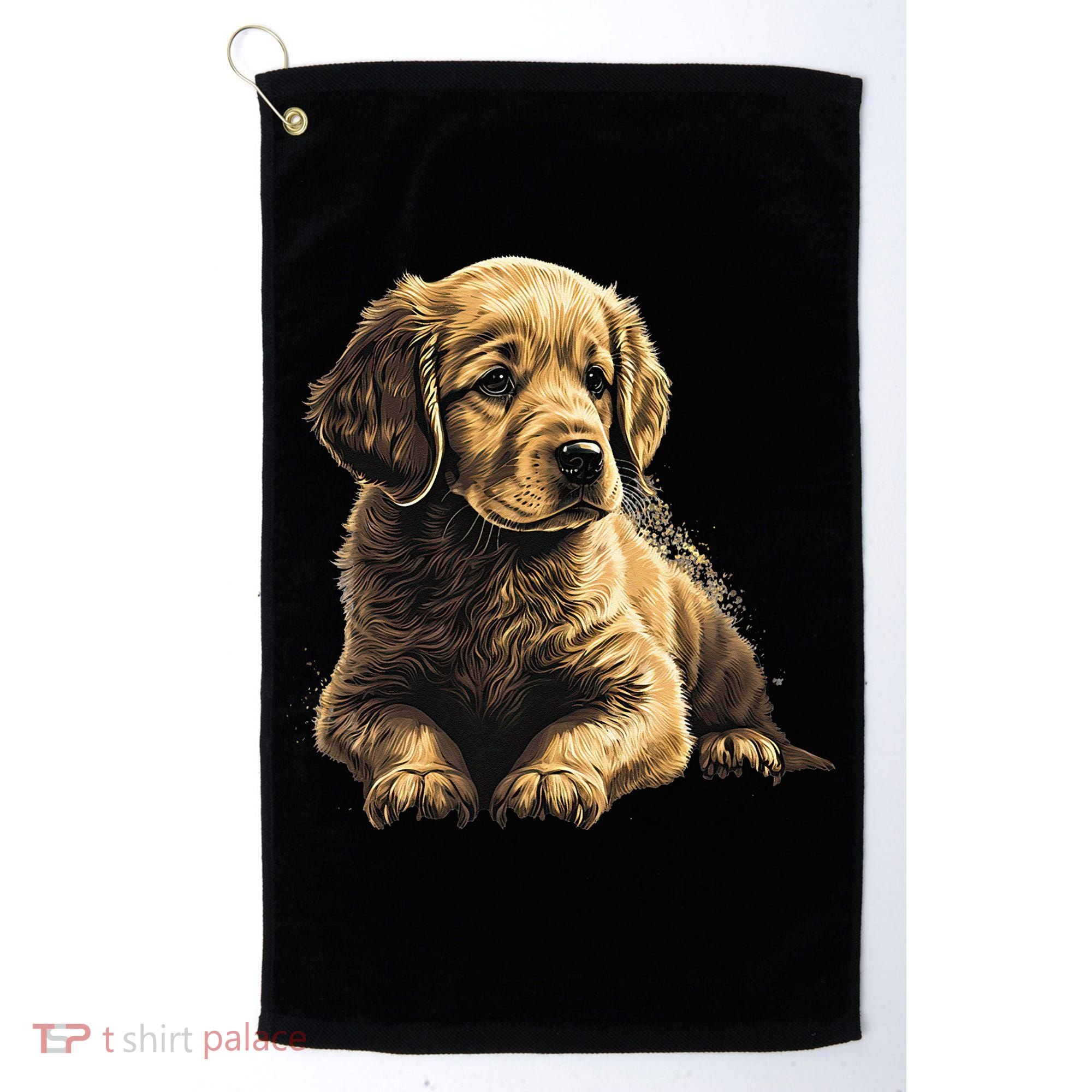 Funny Golden Retriever Puppy Puppies Golf Towel