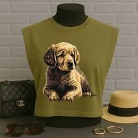 Funny Golden Retriever Puppy Puppies Garment-Dyed Women's Muscle Tee thumb 3