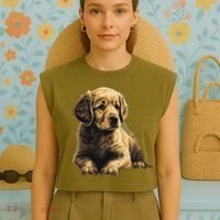 Funny Golden Retriever Puppy Puppies Garment-Dyed Women's Muscle Tee thumb 4