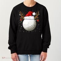 Funny Golf Reindeer Santa Hat Christmas Holiday Gifts TShirt Women's Sweatshirt thumb 0