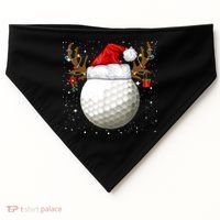 Funny Golf Reindeer Santa Hat Christmas Holiday Gifts TShirt USA-Made Doggie Bandana thumb 0