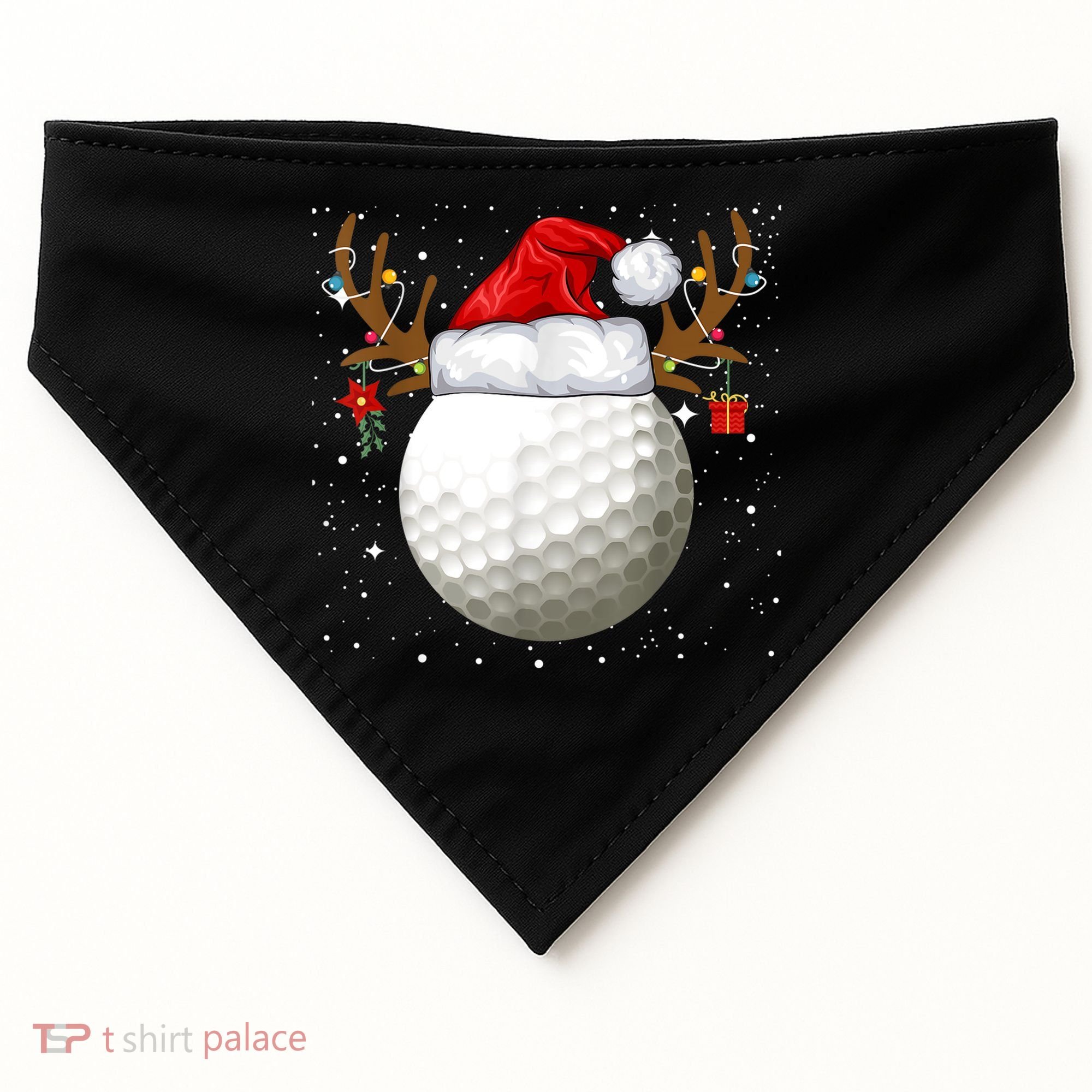 Funny Golf Reindeer Santa Hat Christmas Holiday Gifts TShirt USA-Made Doggie Bandana