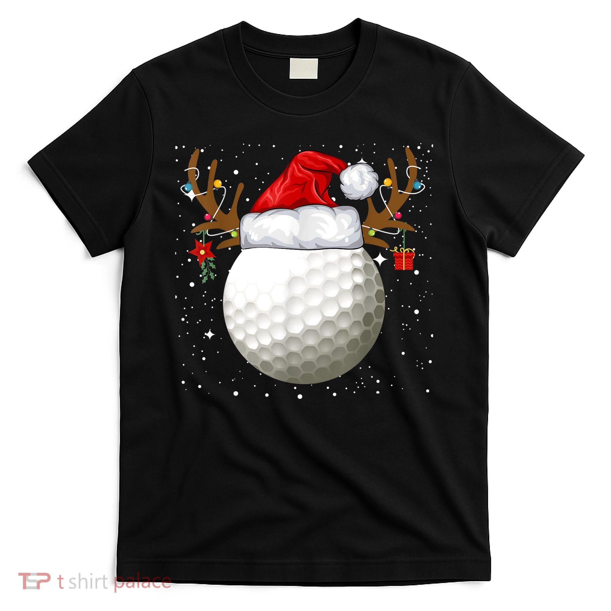 Funny Golf Reindeer Santa Hat Christmas Holiday Gifts TShirt T-Shirt